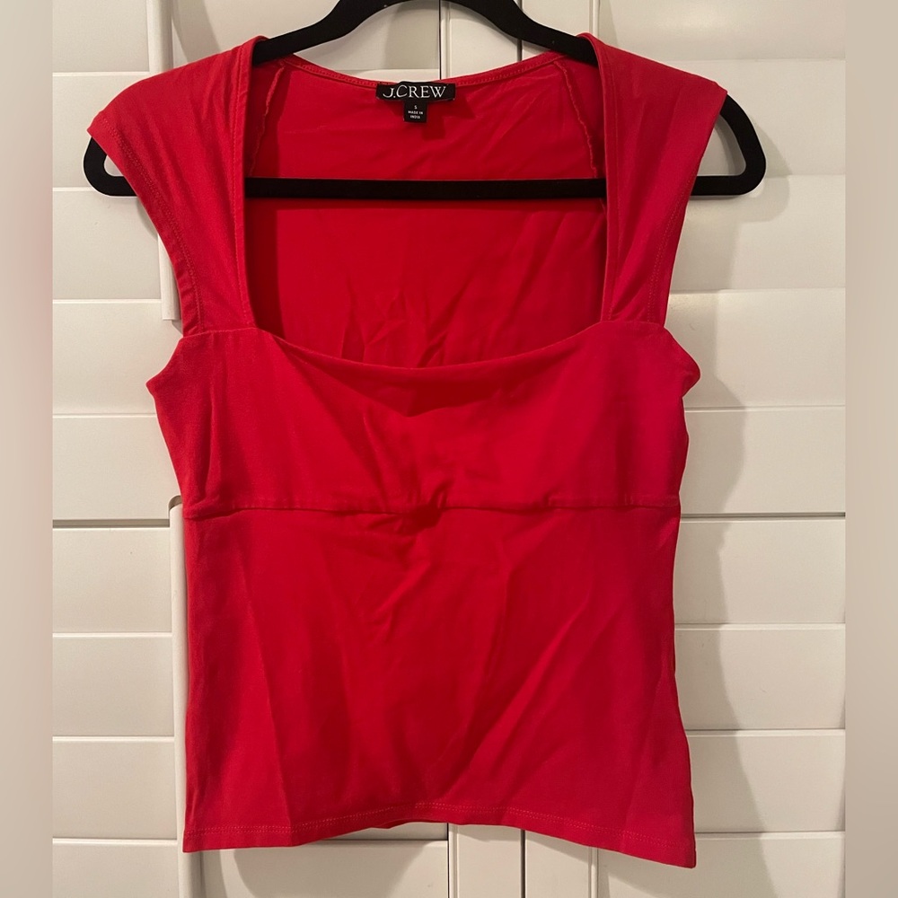 J. Crew Women's Vibrant Red Tank Top SzS Minimalist Coquette Y2K Holiday